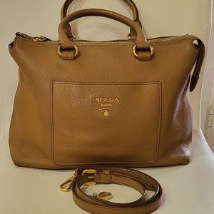 PRADA Vitello Daino Caramel Leather Bag